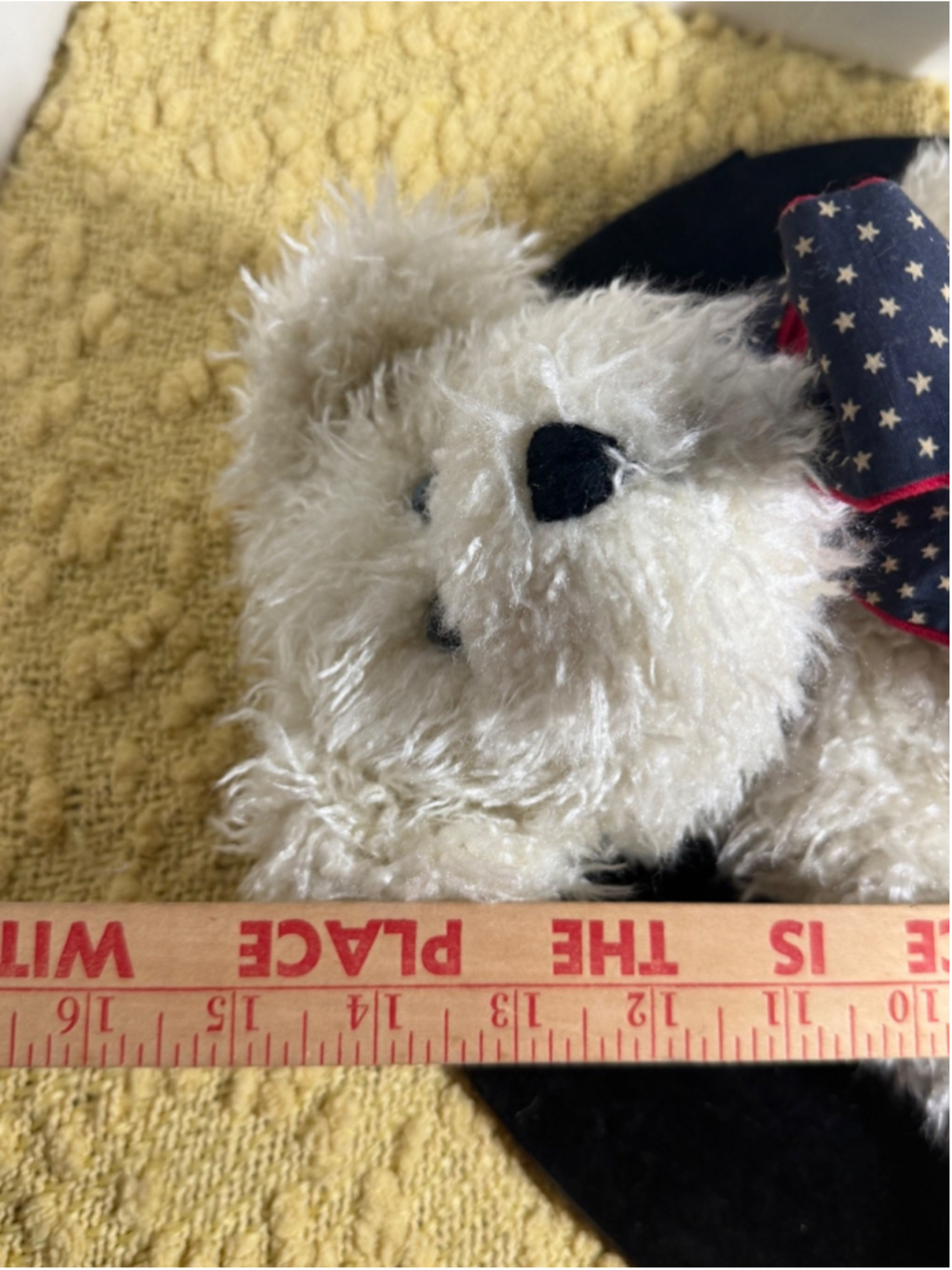 Boyds Collection Ltd 1998 Plush Teddy Bear White Patriotic Star Bow Stuffed Anim - Picture 13 of 13